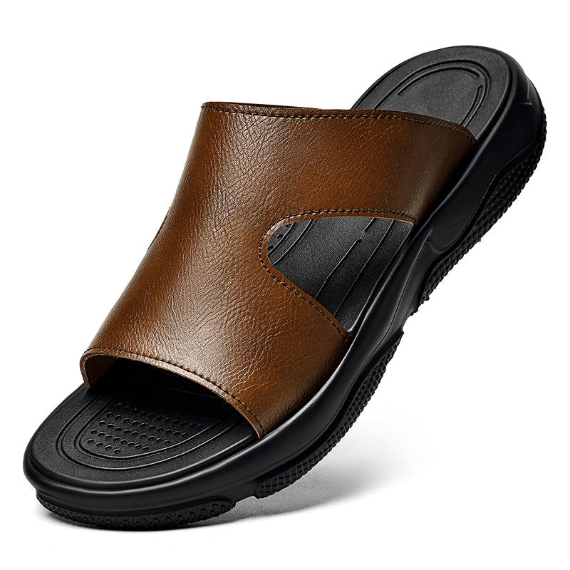 Men'S Shoes Top Brands - Sandálias masculinas de couro, antiderrapantes, sola