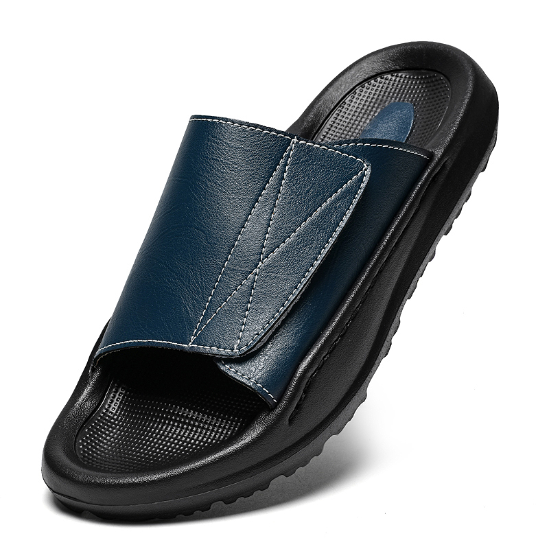 Men'S Shoes With Velcro - Sandálias de Couro Easy-top para Homens,