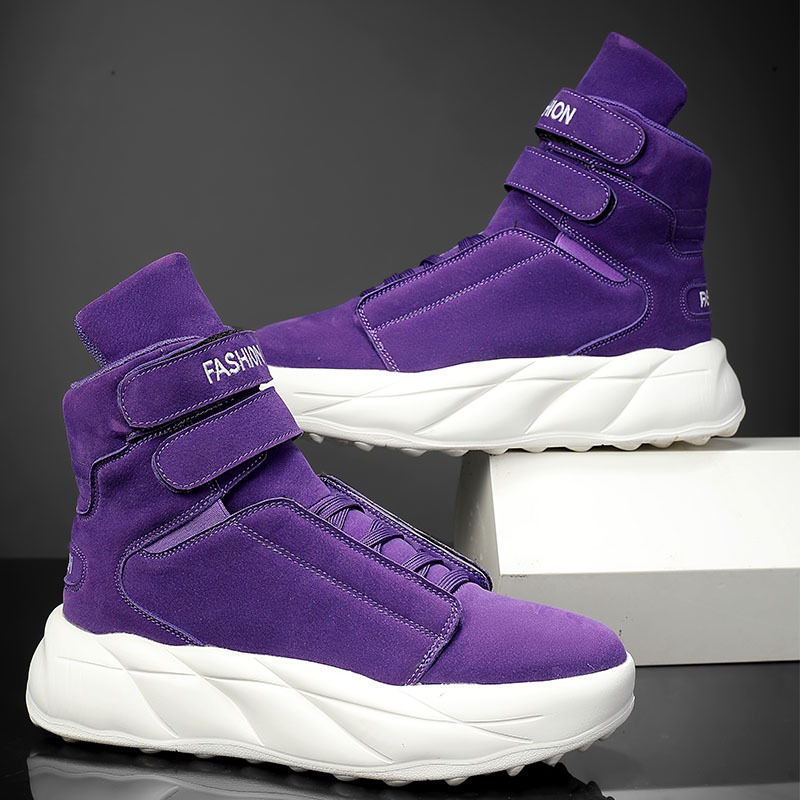 Men'S Shoes With Velcro - Tênis Masculino Roxo de Cano Alto