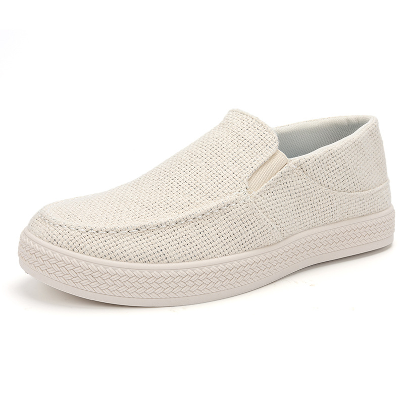 Men Shoes Loafers - Sapatos masculinos de linho, estilo slip-on,