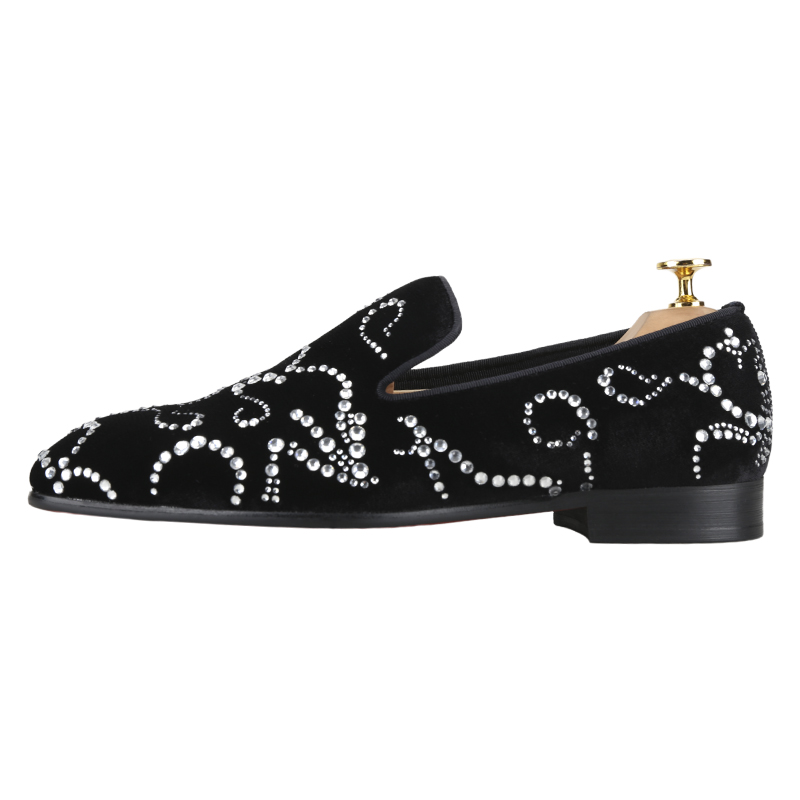 Piergitar-Veludo Preto e Octod - Men Shoes Red Bottom avaliação e preço