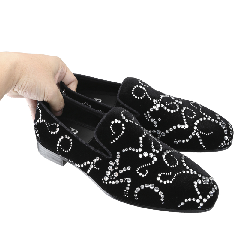 Piergitar-Veludo Preto e Octod - Men Shoes Red Bottom avaliação e preço