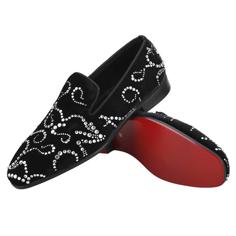 Piergitar-Veludo Preto e Octod - Men Shoes Red Bottom avaliação e preço