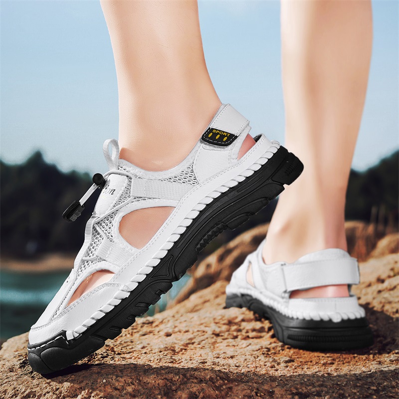 Sandálias masculinas feitas à  - Men'S Shoes With Velcro avaliação e preço